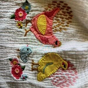 Flower embroidery charming bird design blouse